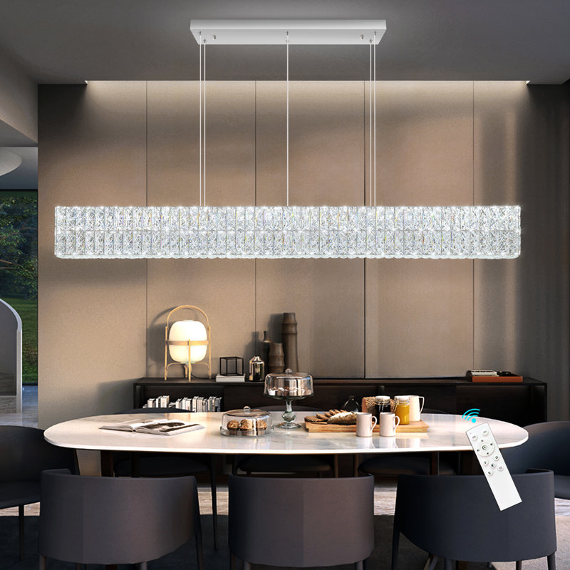 Lustre en cristal 59 po de longueur, Chrome chrome
