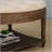 Large Round Waterproof Ottoman Coffee Table 2 Tier Oversized Button Tufted Ottoman With Wooden Shelf Storage Farmhouse Upholstered Coffee Table Living Room Footstool Ottoman Linen(Warm White)