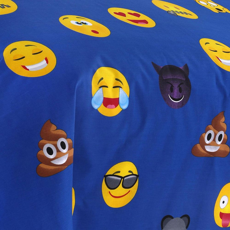 Emoji Icons Reversible Duvet Cover Set, King, Blue