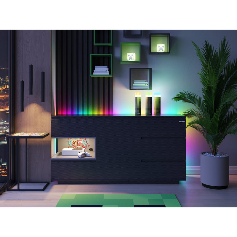 MINECRAFT 3 Piece Square Floating Shelf, Black