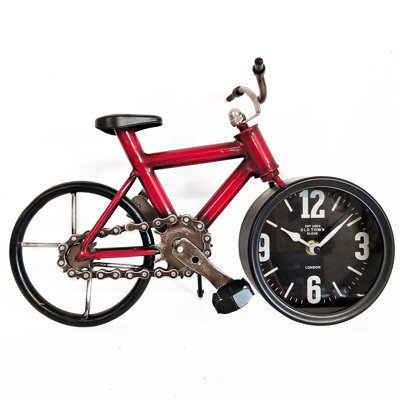Metal Red Bicycle Table Clock