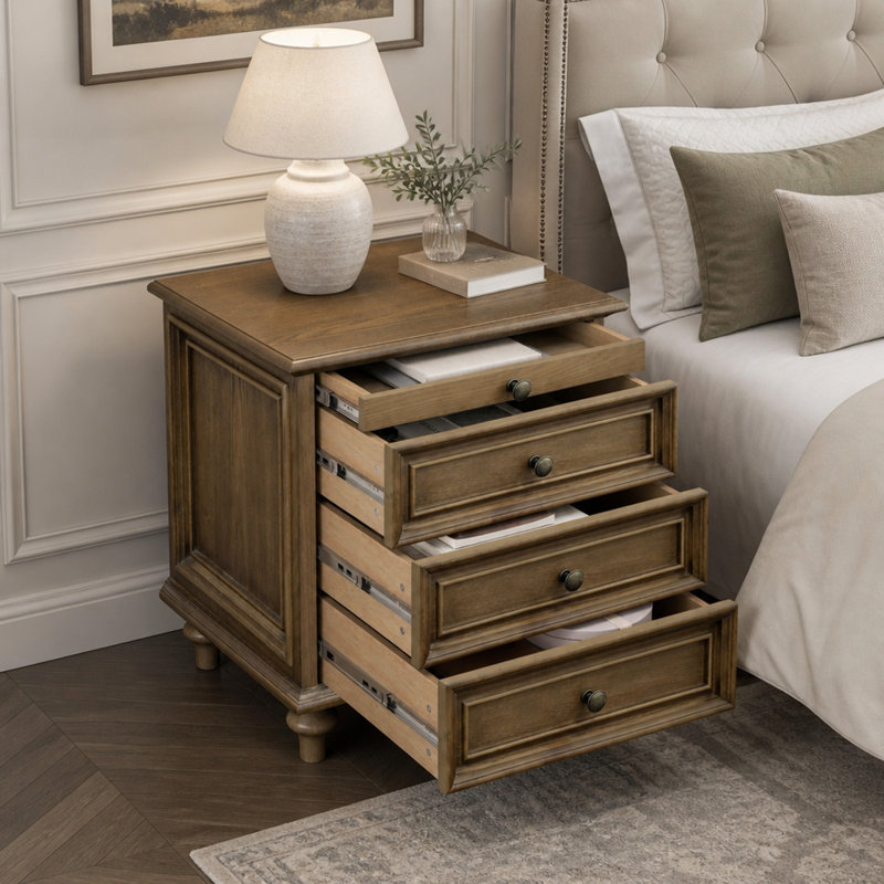 20.47 " W Standard Drawer Nightstand, Light Brown, 1