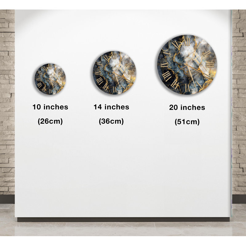 Horloge murale en verre trempé, horloge de conception abstraite en marbre, art veines dorées, horloge décorative, cadeau de pendaison de crémaillère, décoration murale moderne