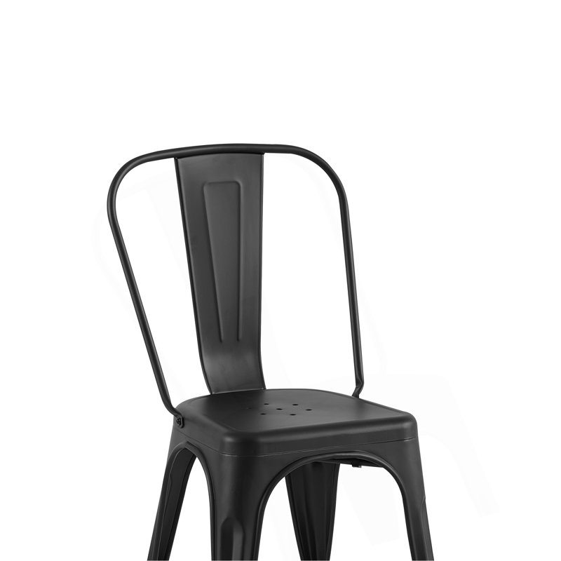Chaises de salle à manger industrielles en métal ultrabrillant de 18 pouces de hauteur à l'intérieur et à l'extérieur empilables, surface légère facile à nettoyer, assemblage facile, conception moderne et durable, pour bar de cuisine