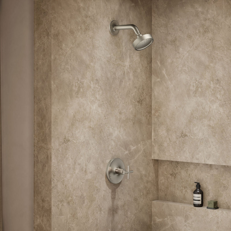 Purist Shower Trim, Vibrant Brushed Nickel, Cross Handle
