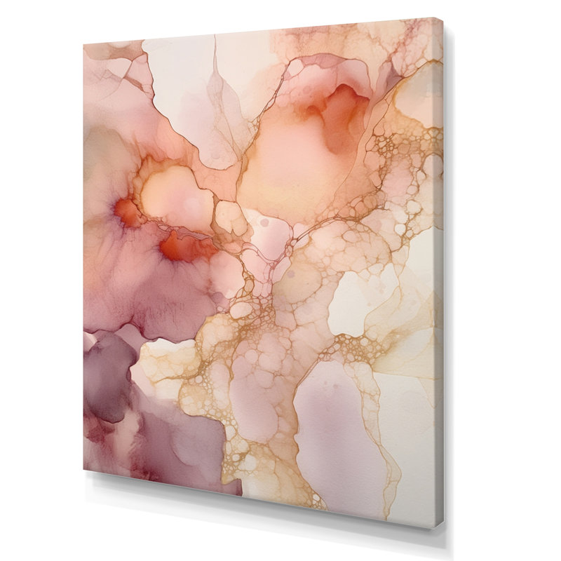 Liquides lumineux rose doré, Toile tendue, H 44 po x l 34 po x P 1,5 po