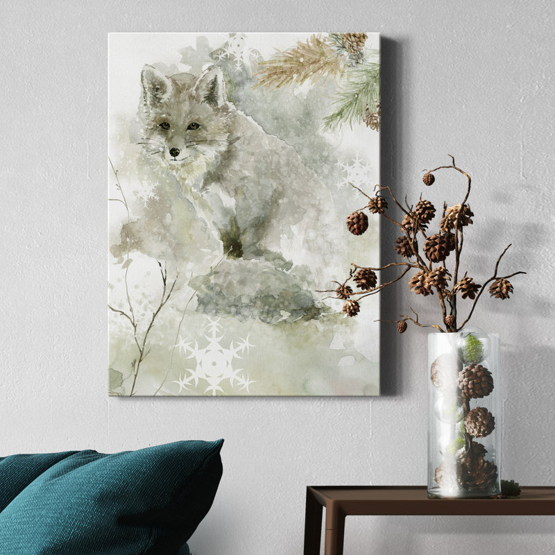 Winter Lodge Fox - Reproduction d'art sur toile tendue, H 27 po x l 18 po x P 1 po