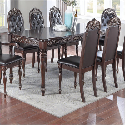 Formal 1pc Dining Table w 2x Leaves Only Finish Antique Design Rubberwood Large Family Dining Room Furniture