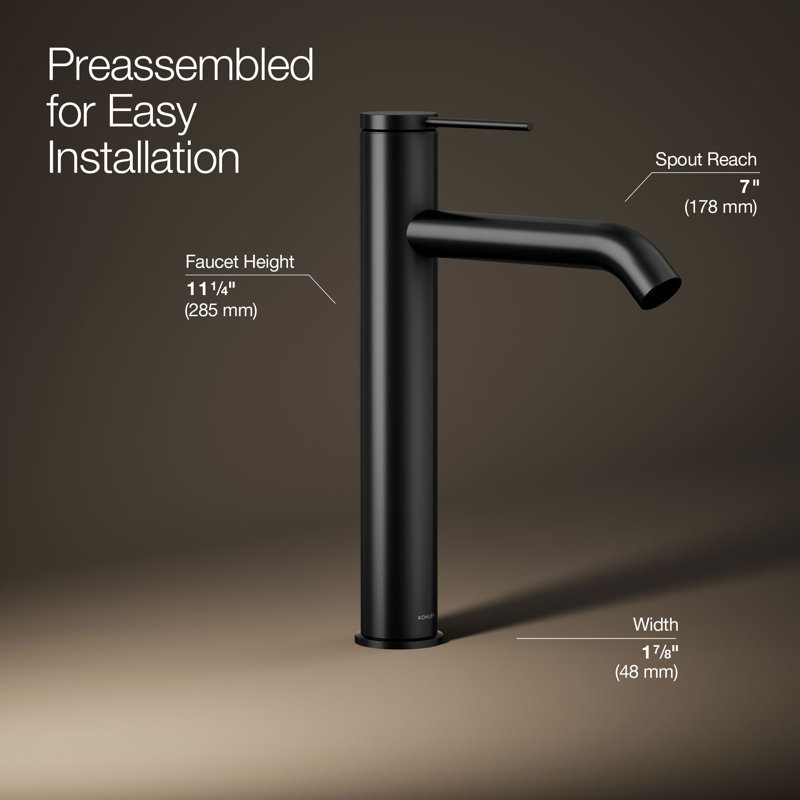 Components Single-Handle Bathroom Sink Faucet, Matte Black