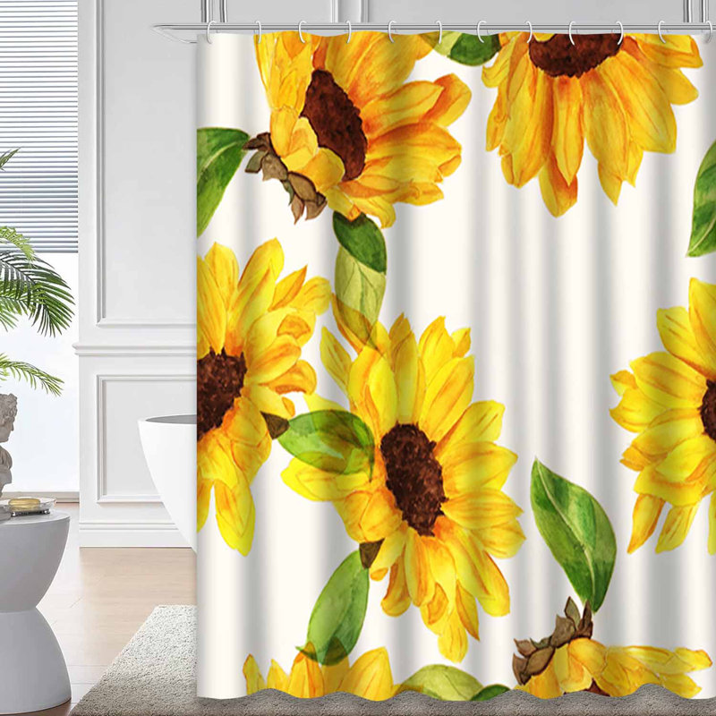 Papier peint tournesol aquarelle transparente avec 12 crochets, L 72 po x l 72 po
