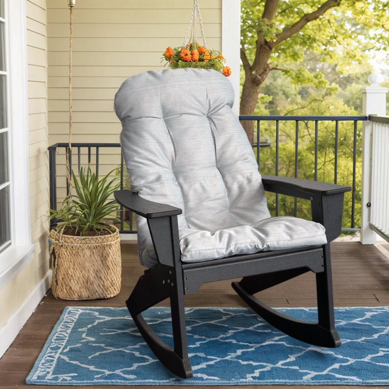 Fauteuil Adirondack berçant en plastique Hdpe surdimensionné et résistant aux intempéries avec coussin Bergues