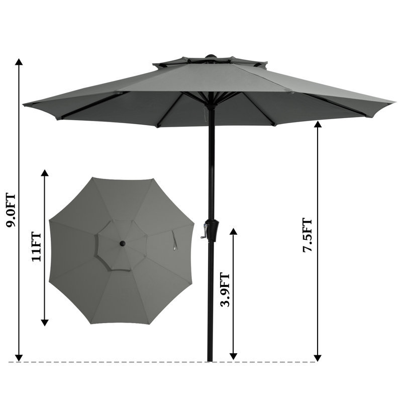 Parasol de marché à 2 niveaux 132 po Beka, L 132 po x P 132 po, gris