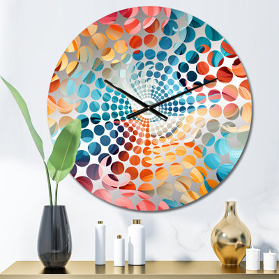 Horloge murale abstraite verte et orange