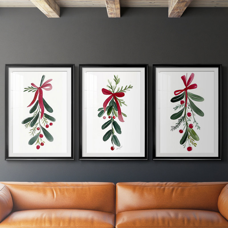 Art de Noël des Fêtes de Noël - Impression sur mesure encadrée de qualité supérieure - 3 pièces, Noir, H 21 po x l 30 po