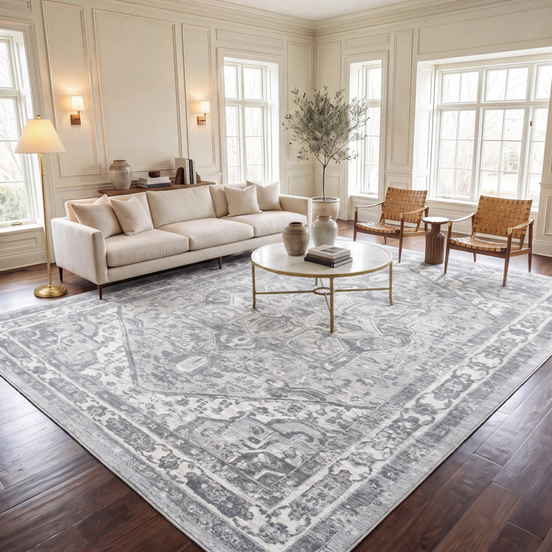 Tapis oriental crème / gris Llana, Rectangle 10 pi x 13 pi