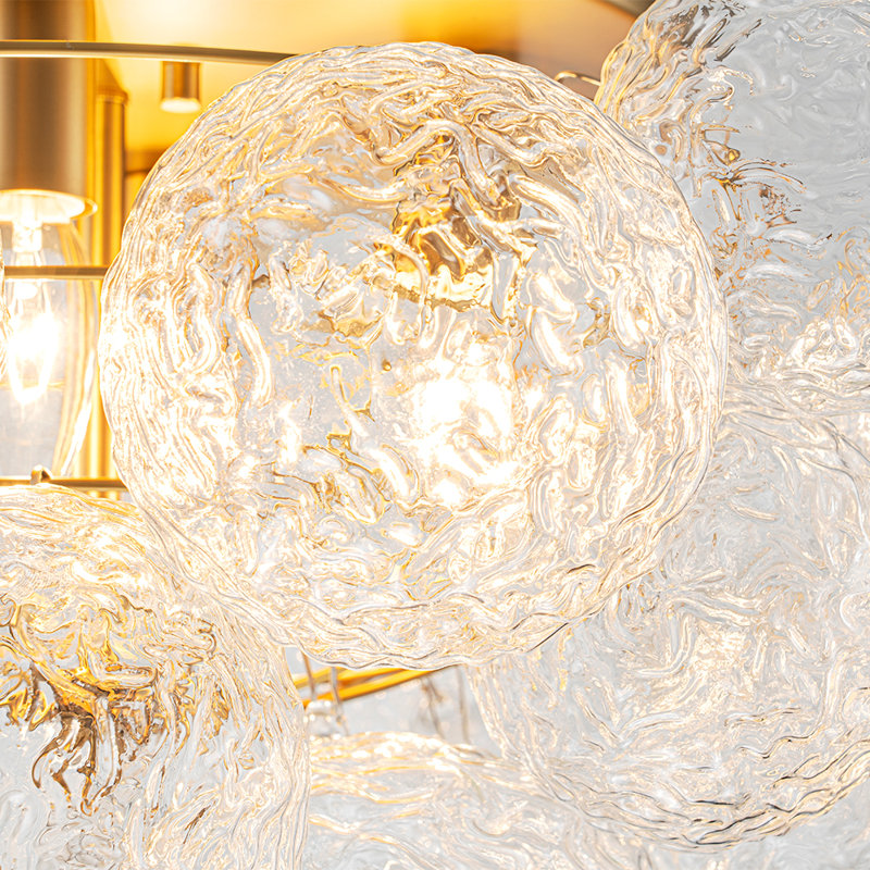 Plafonnier semi-encastré 4 lumières en verre fabriqué à la main