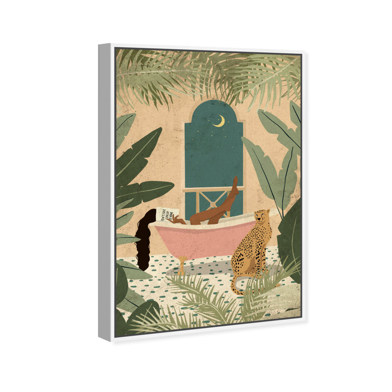 Jungle Bathtime Lounge - Impression sur toile, Toile encadrée, H 15 po x l 10 po, White