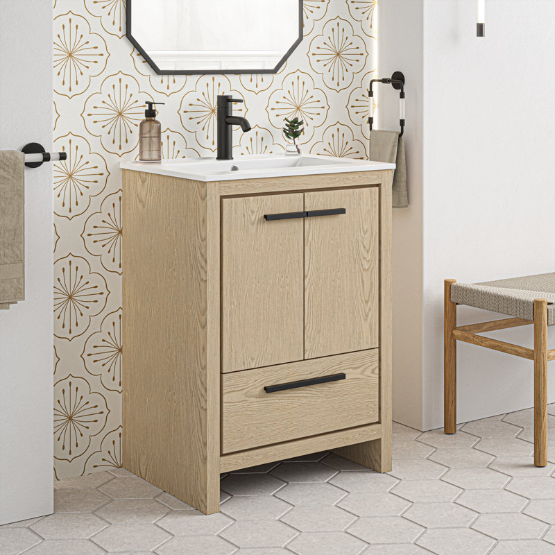 Virage 24" Freestanding, Bathroom Vanity, Brown, Matte Black, Single