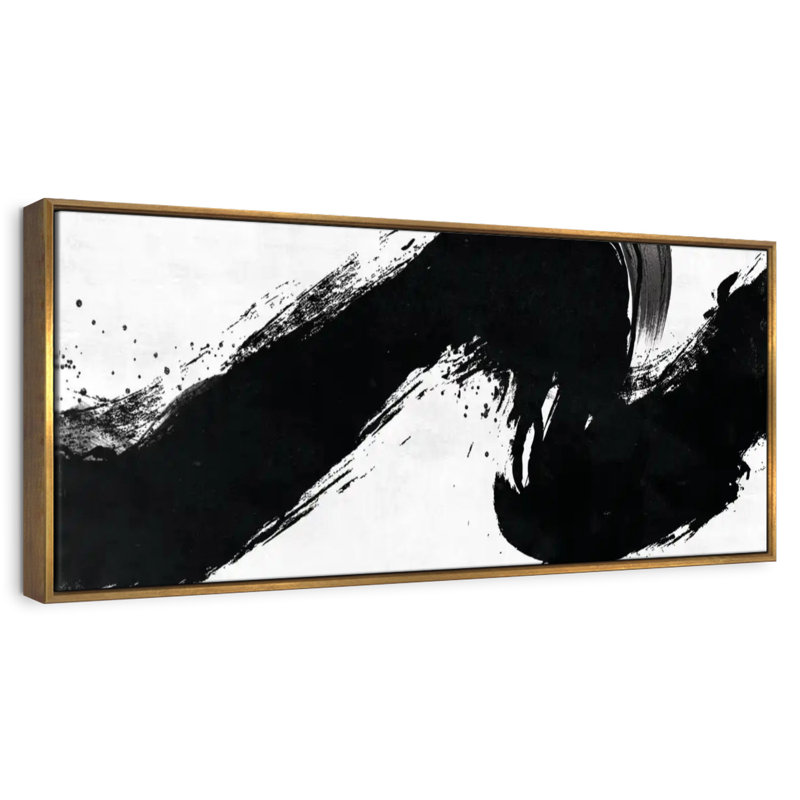 Coup abstrait, 37 po x 13 po, Cadre flottant doré
