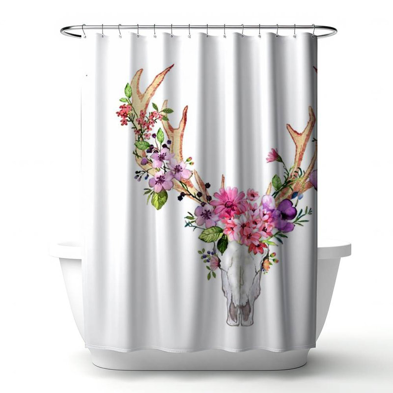 Floral – Polyester Shower Curtain, Dye Sublimation Print, 71" W × 74" L