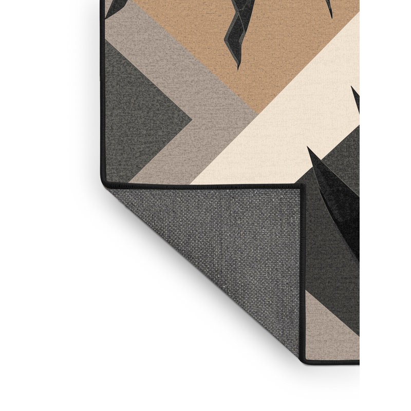 Tapis gris moelleux moelleux à motif géométrique rustique moderne Agave, Carré 5 pi
