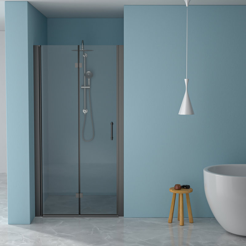 Matte Black 30"W X 72"H Shower Door. 1/4" Thick Tempered Glass. Water-, Space, Adjustable Bathroom Interior Isolation Barrier Door Cubicle
