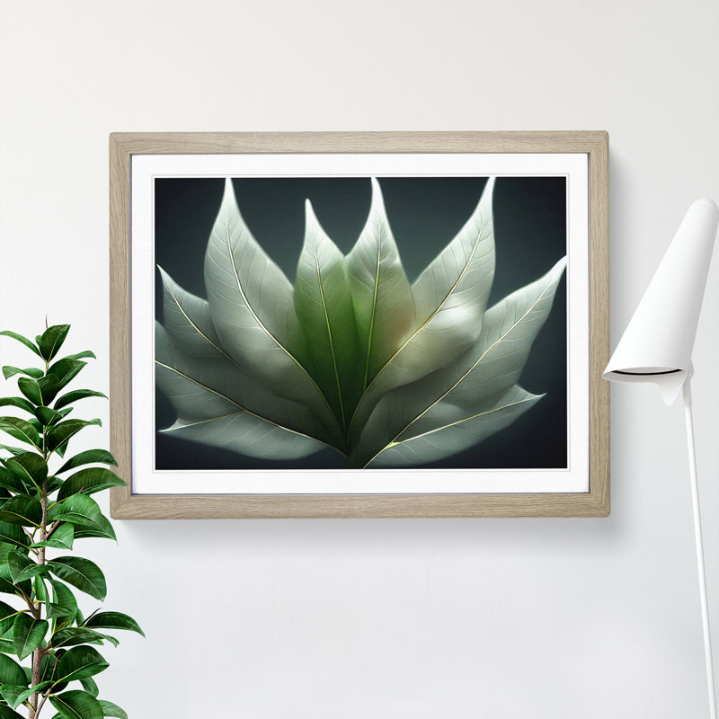 Enlightened Leaf - Single Picture Frame Print, 25cm H x 34cm W x 2cm D, Oak Framed