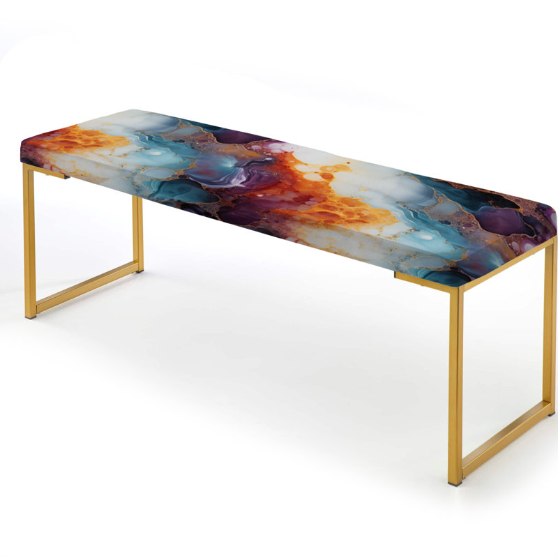 Banc orange rembourré Marble Dreams - Marble Dreams de Orange Galactic