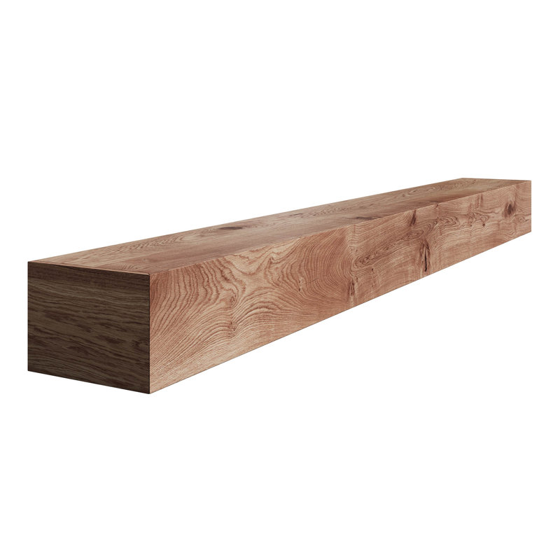 5 In. D X 7.25 In. W X 72 In. L Unfinished White Oak Wood Mantel, 72" L, Rustic Ash