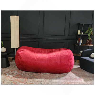 Fauteuil à billes en suède cylindrique traditionnel de 8 pieds Jasper, rouge
