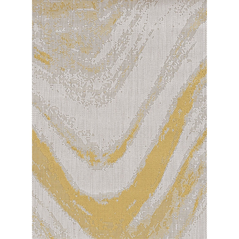 Tapis abstrait doré et ivoire 3 pi x 4 pi Englishcombe, Rond 7 pi 10 po