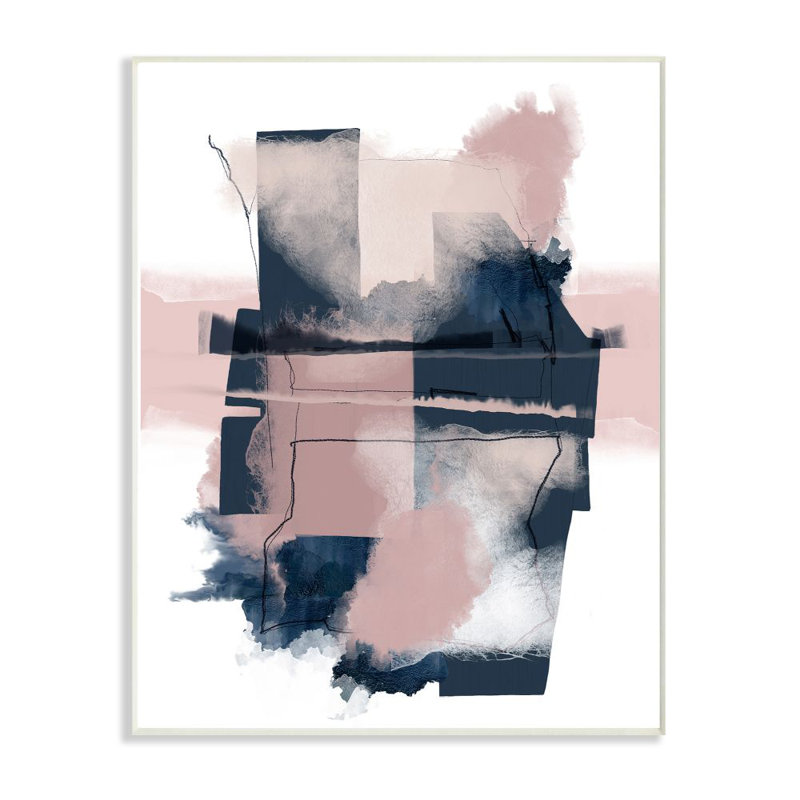 «Abstract Geometric», reproduction en rose, Plaque murale, H 15 po x l 10 po x P 0,5 po