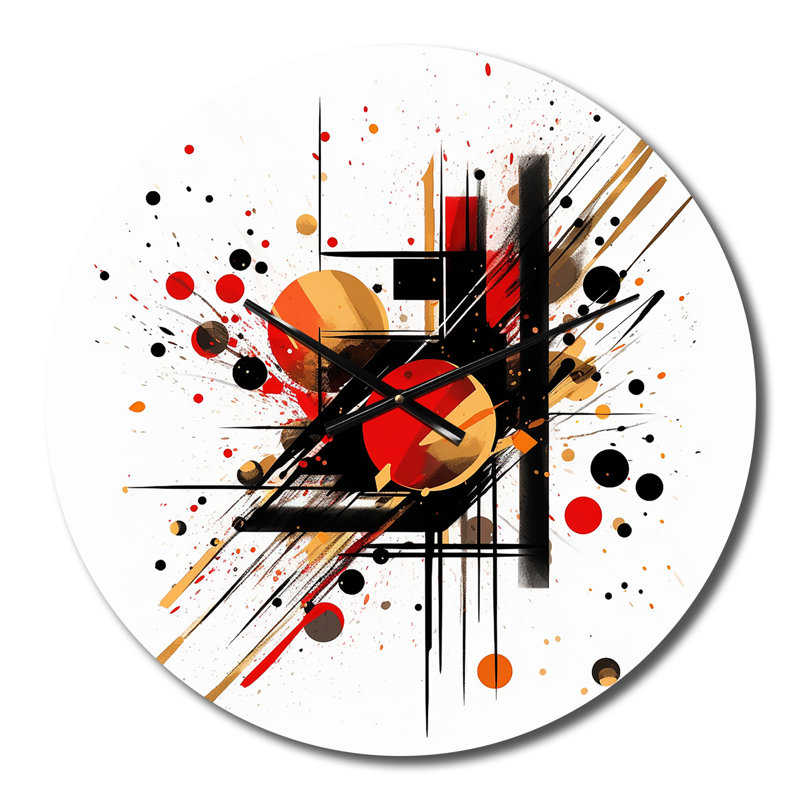 Horloge murale rouge et noire abstraite Dreamscape II, Petit