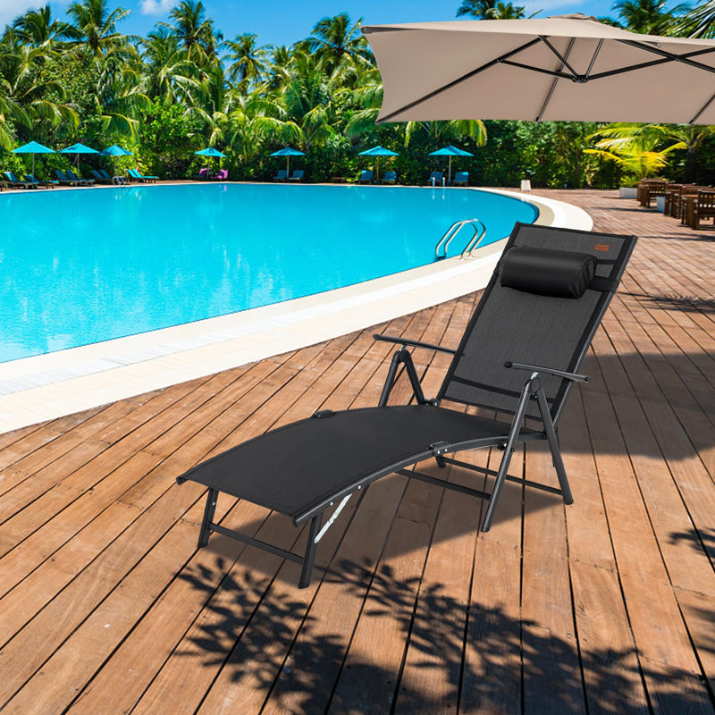 Mehludin 185cm Long Reclining Single Chaise, Black