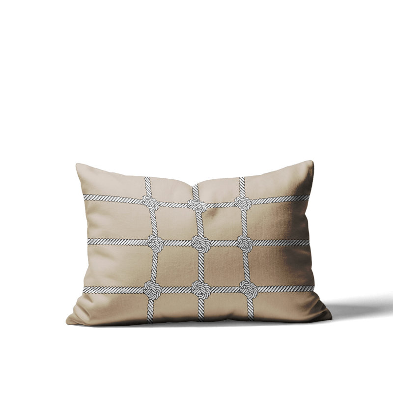 Barnon Reversible Throw Pillow, Beige, 14"H x 20"W