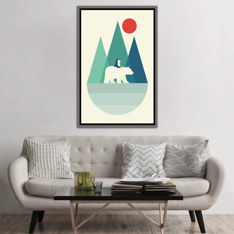 «Bear You» par Andy Westface - impression d'art graphique, H 60 po x l 40po x P 1,5 po, Toile avec cadre en bois gris