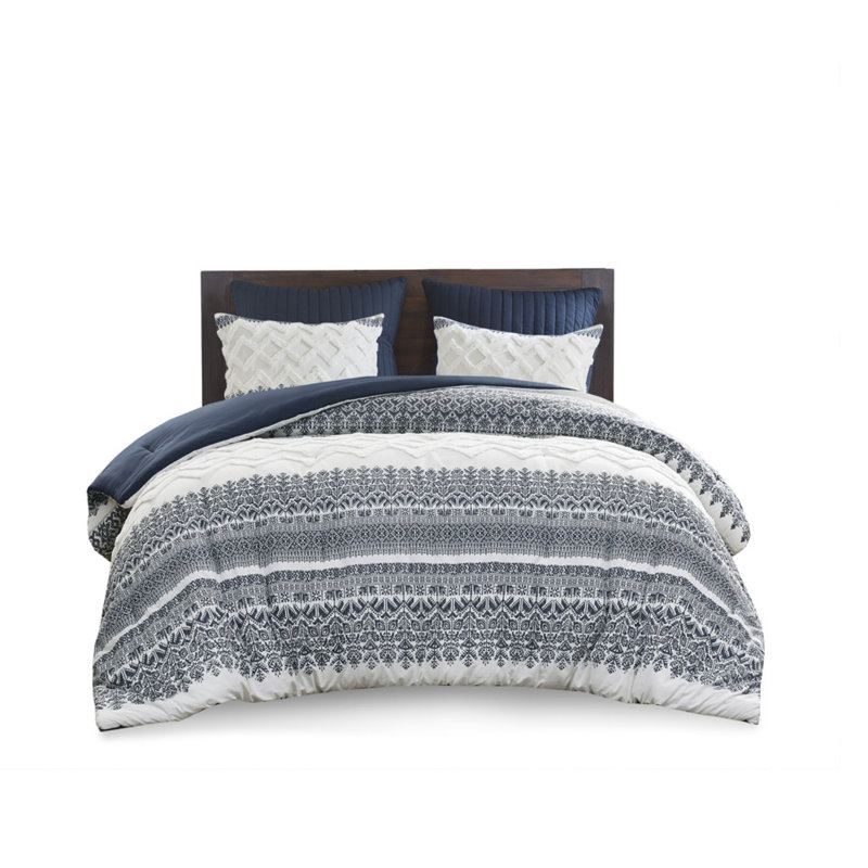 Ensemble de literie en coton bleu marine de qualité supérieure