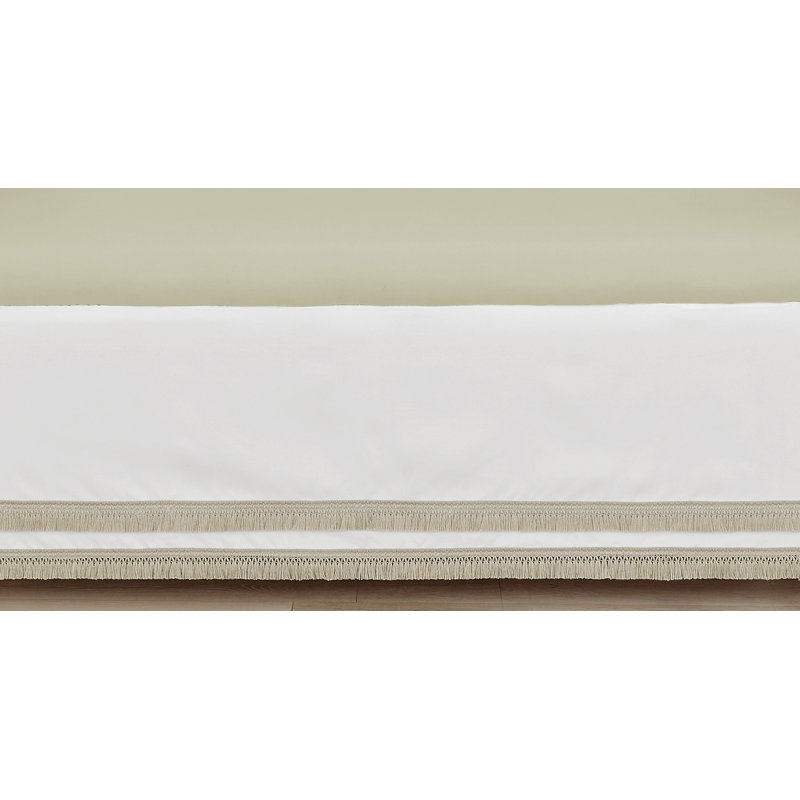 Ivory and Sage Green Polyester Baby Crib Skirt with Fringe