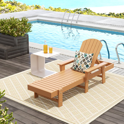 Geoff 77.6" Long Outdoor All-Weather Poly Reclining Single Chaise