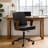 Breathable Cane Back Office Chair With Mid-Century Walnut Frame & Adjustable Swivel Base-1053717120
