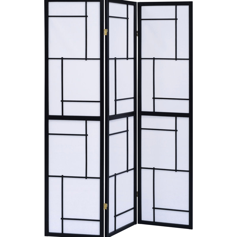 3 paravents de paravent noir, finition épurée, panneaux de papier blanc pour l'intimité et un éclairage doux, décor en bois d'hévéa robuste - effet d'éclairage de structure adaptable, fondation polyvalente