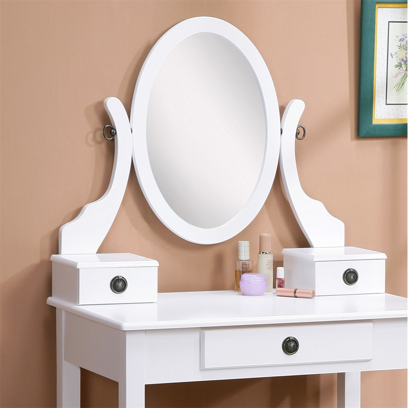 Ensemble coiffeuse et tabouret de maquillage Moniys, Blanc