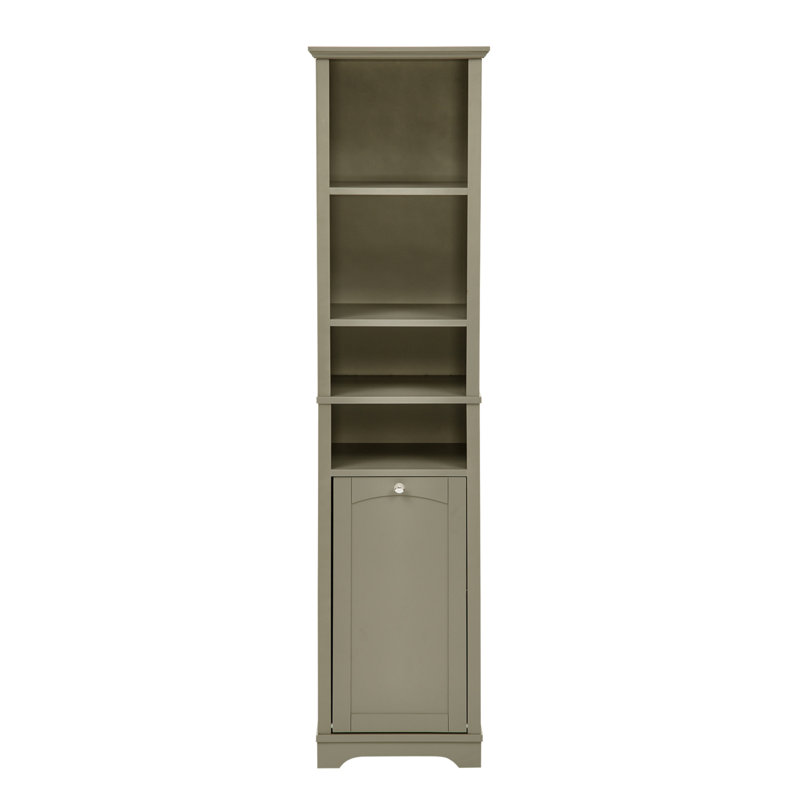 64 Inch Tall Bathroom Storage Cabinet With 4 Adjustable Shelves, Laundry Hamper, And Hidden Clothes Storage For Small Spaces