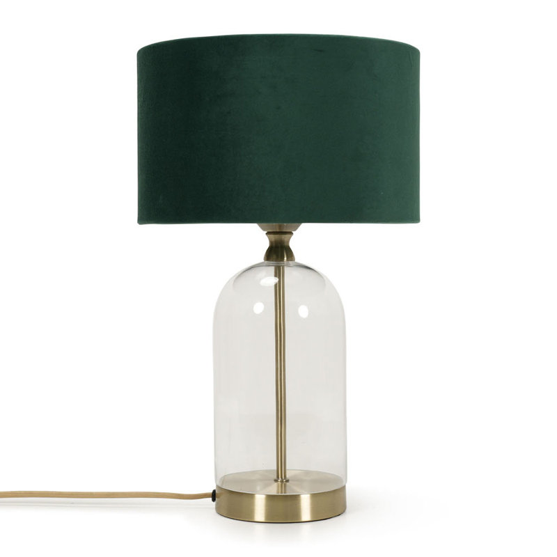 Glass Desk Lamp, Gold, Forest Green, 45" H x 25" W x 25" D