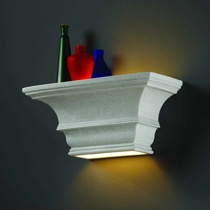 Amalio Ceramic Flush Mounted Sconce, White Crackle