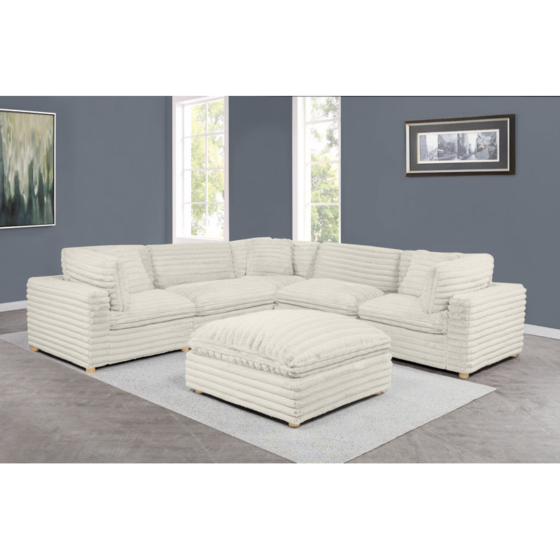 Ensemble modulaire 6 pièces en velours côtelé, Beige