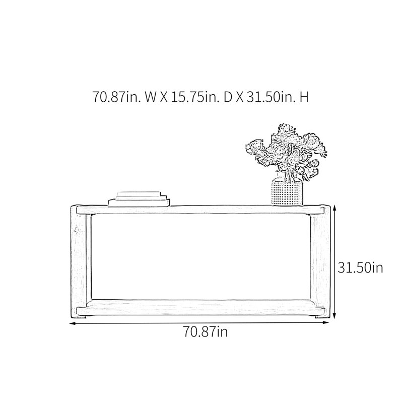 Rural Retro Console Table, 31.5" H x 70.87" W x 15.75" D