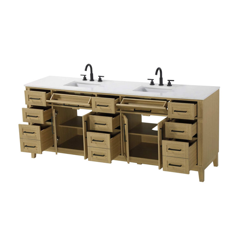 Meuble-lavabo double 84 po brun miel, Brun miel