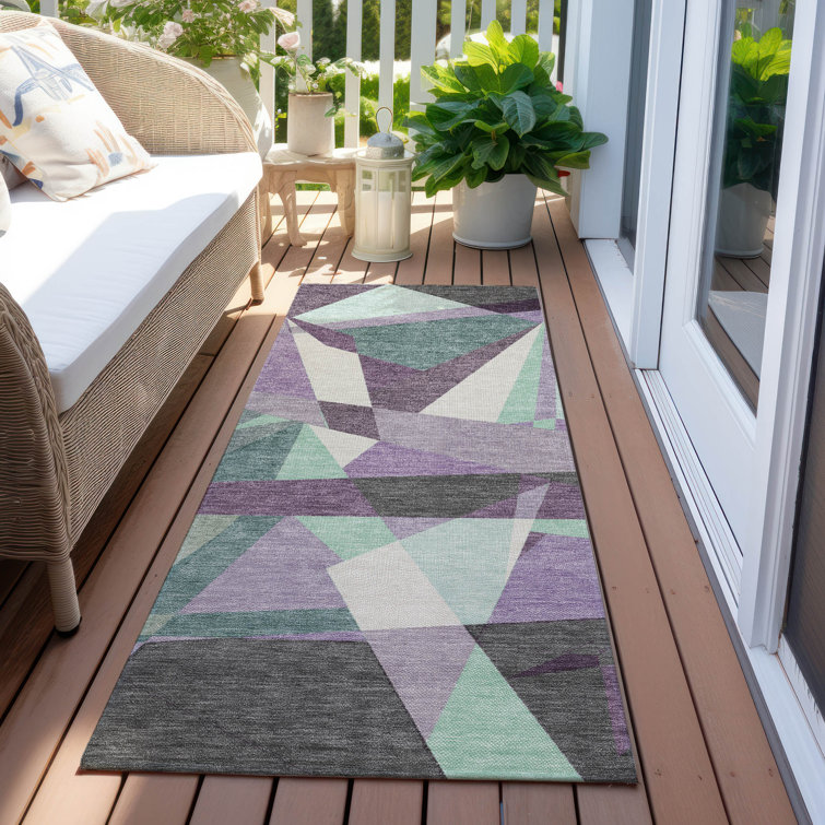 Machine Washable Indoor/Outdoor Claudian ACN1612 Purple Rug
