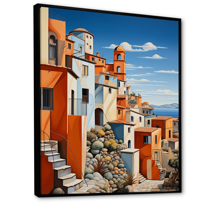 Italie - tons de terre cuite Fontanas X - impression, H 40 po x l 30 po x P 1,5 po, Cadre flottant noir